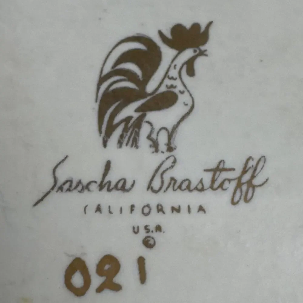 Sascha Brastoff Elephant Trinket Box MCM California Pottery Gold Turquoise 021